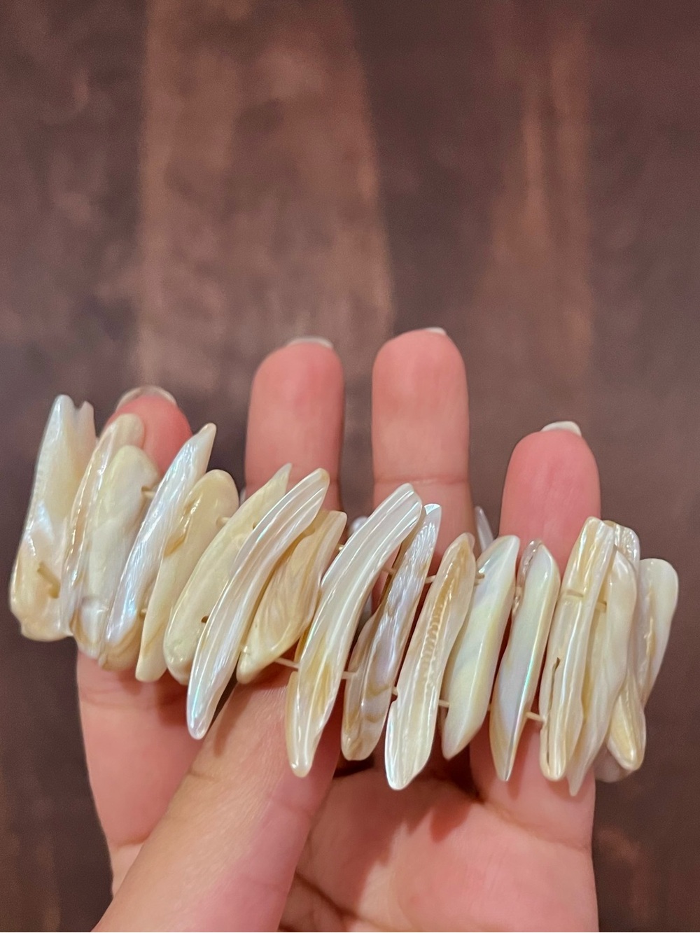 Vintage Authentic Mother of Pearl Iridescent Statement Bracelet
